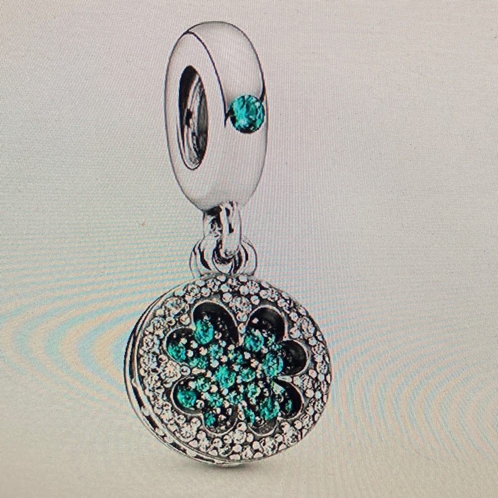 Pandora Silver and Teal Clover
